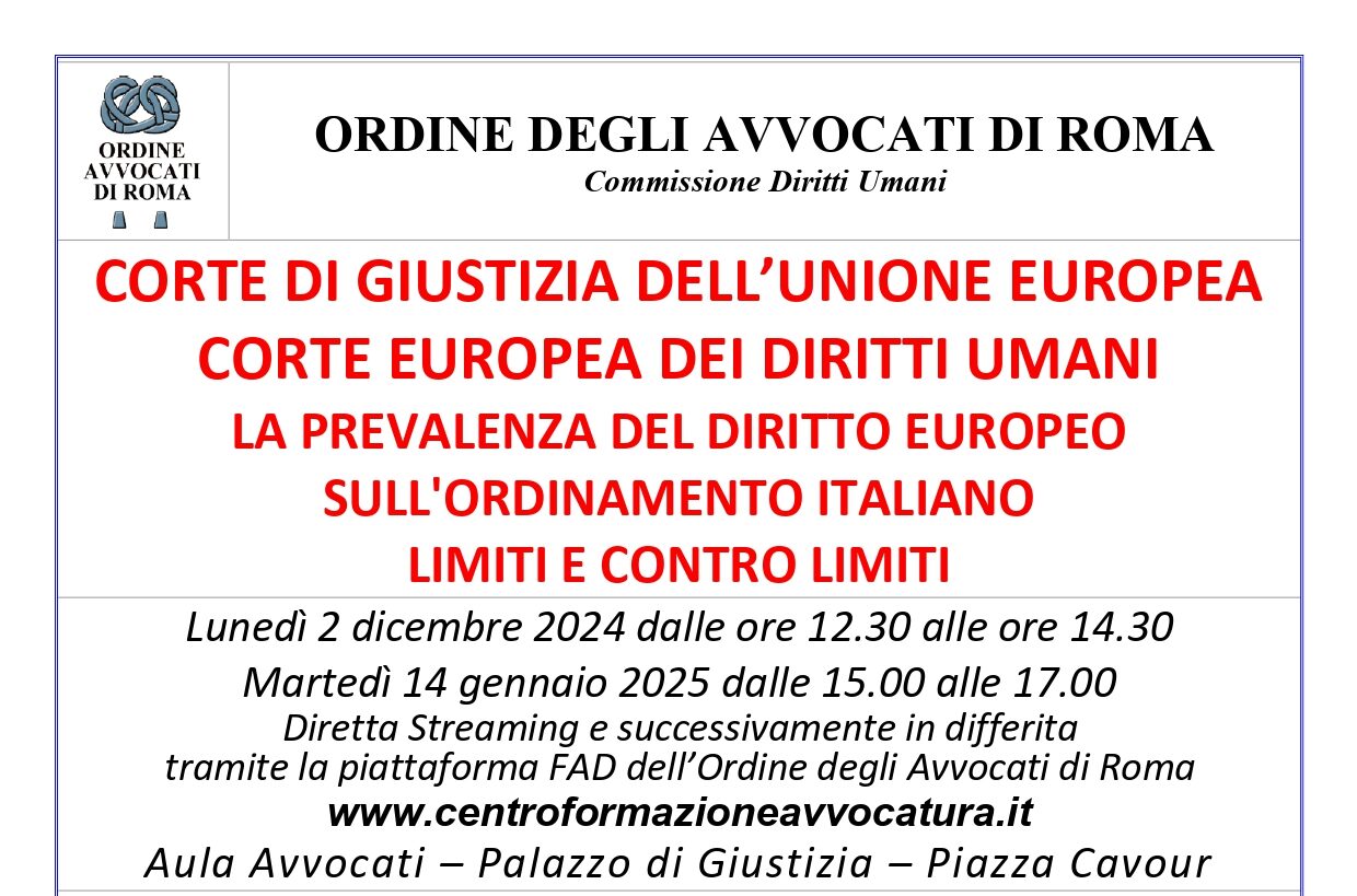 Corte di Giustizia dell’Unione europea, Corte europea dei diritti umani ...